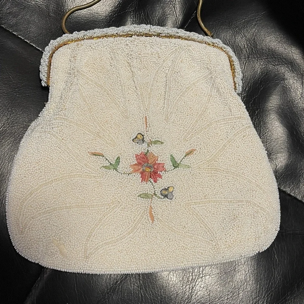 VINTAGE‎ FRENCH BEADED EVENING HANDBAG 1950'S